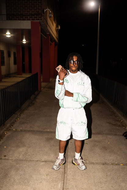 White/Teal - "Presidential Gallery" Windbreaker Set
