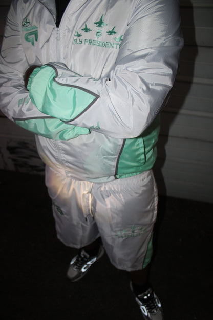 White/Teal - "Presidential Gallery" Windbreaker Set