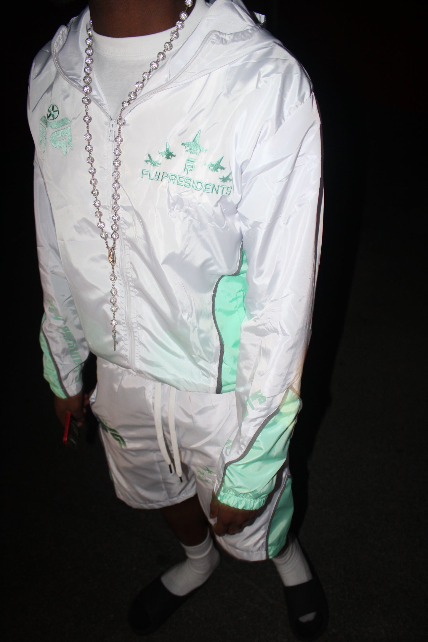 White/Teal - "Presidential Gallery" Windbreaker Set