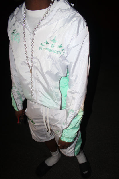 White/Teal - "Presidential Gallery" Windbreaker Set